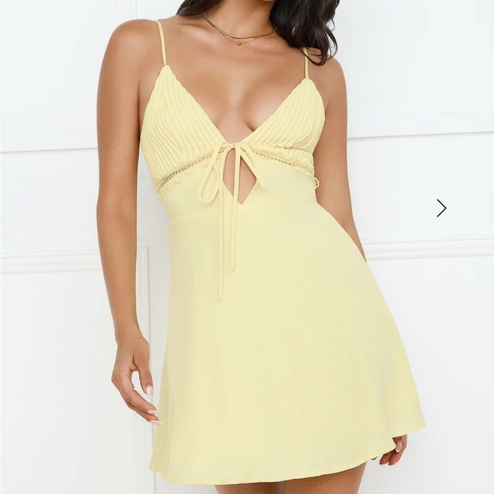 Hello Molly Soft Yellow Tie-Front Mini Sundress
